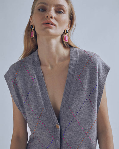 CARDIGAN ROMBO GRIGIO