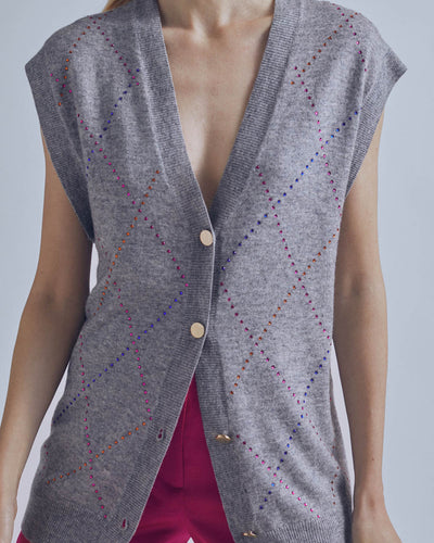 CARDIGAN ROMBO GRIGIO