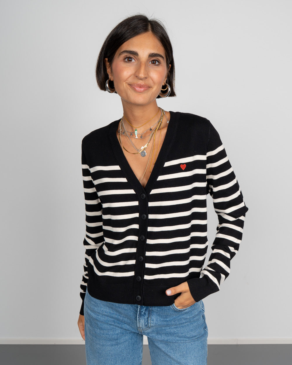 CARDIGAN DORY NERO/PANNA