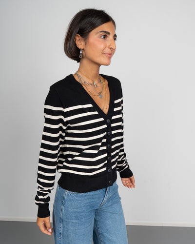 CARDIGAN DORY NERO/PANNA