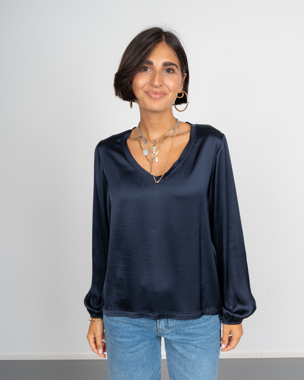 BLUSA BOBBY BLU SCURO