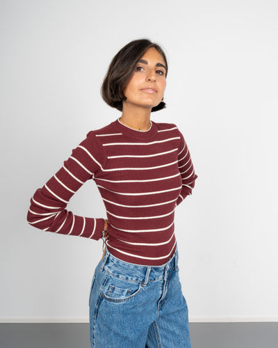 MAGLIONE MIRA MARRONE/PANNA