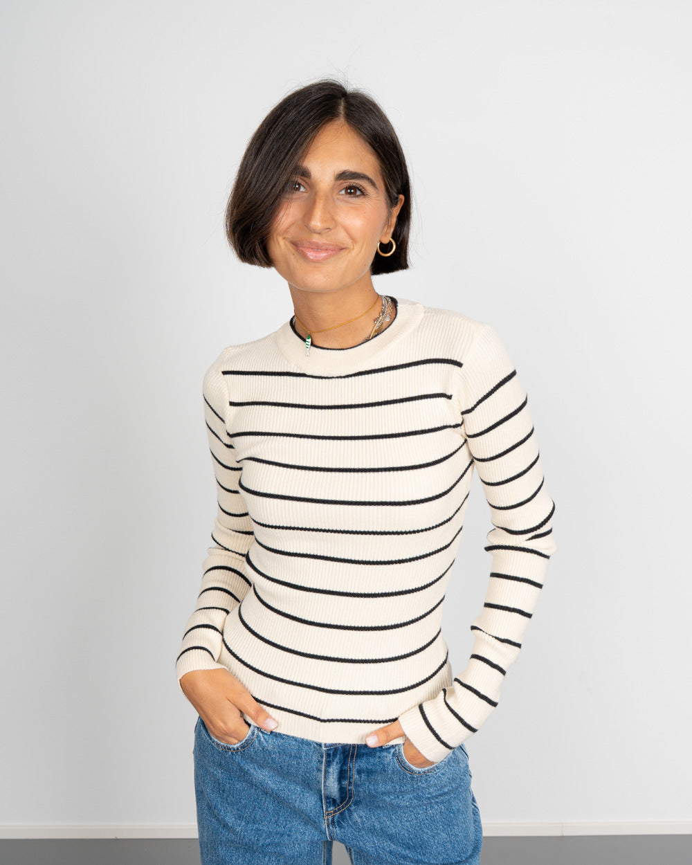 MAGLIONE MIRA PANNA/NERO