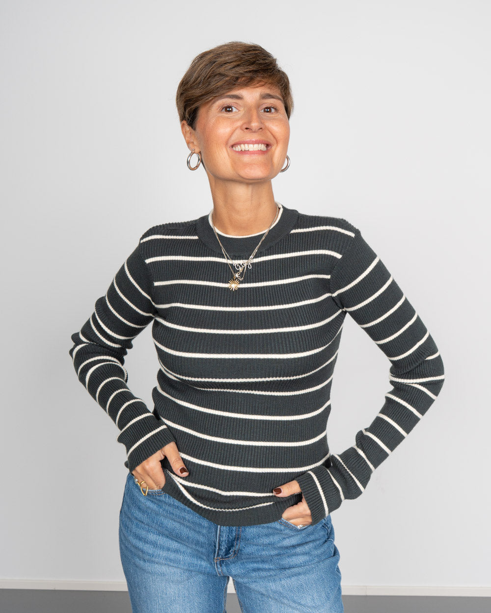 MAGLIONE MIRA ANTRACITE/PANNA