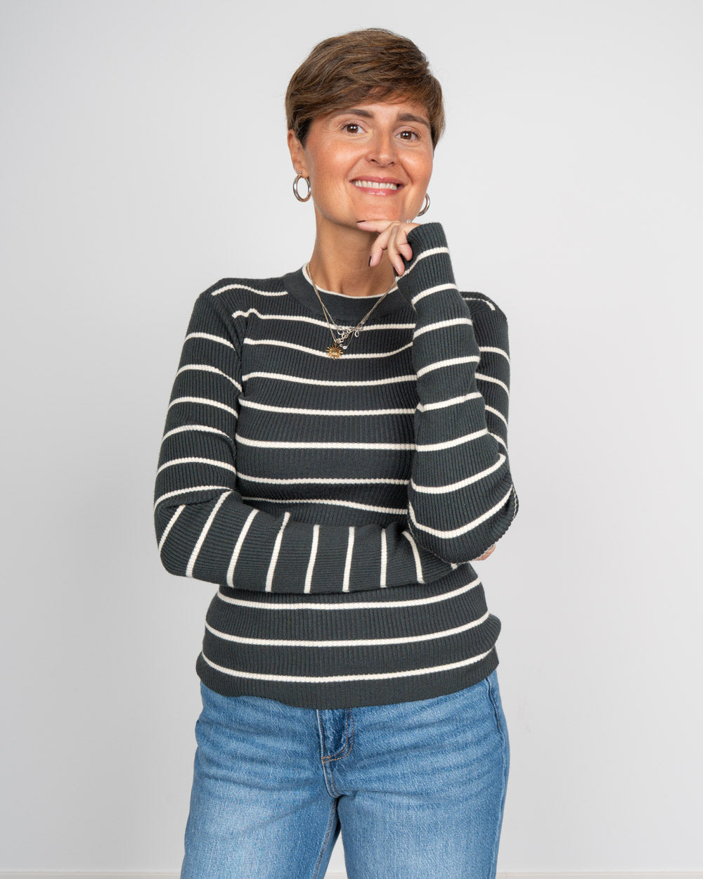 MAGLIONE MIRA ANTRACITE/PANNA