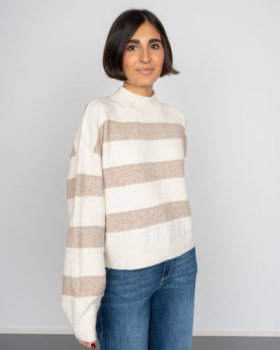 MAGLIONE INEZ BEIGE/BIANCO