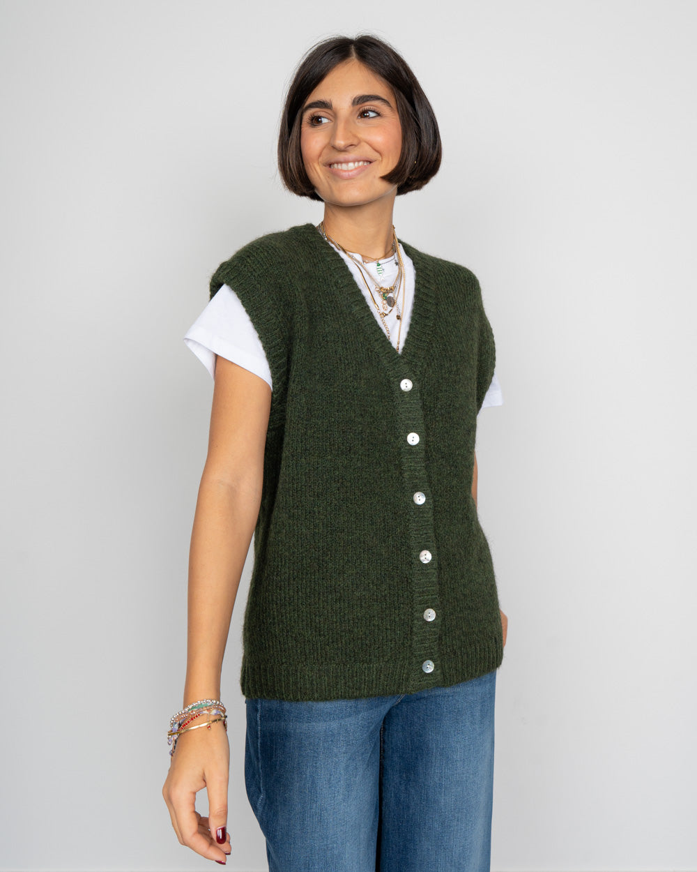 CARDIGAN BALABLUE VERDE MILITARE