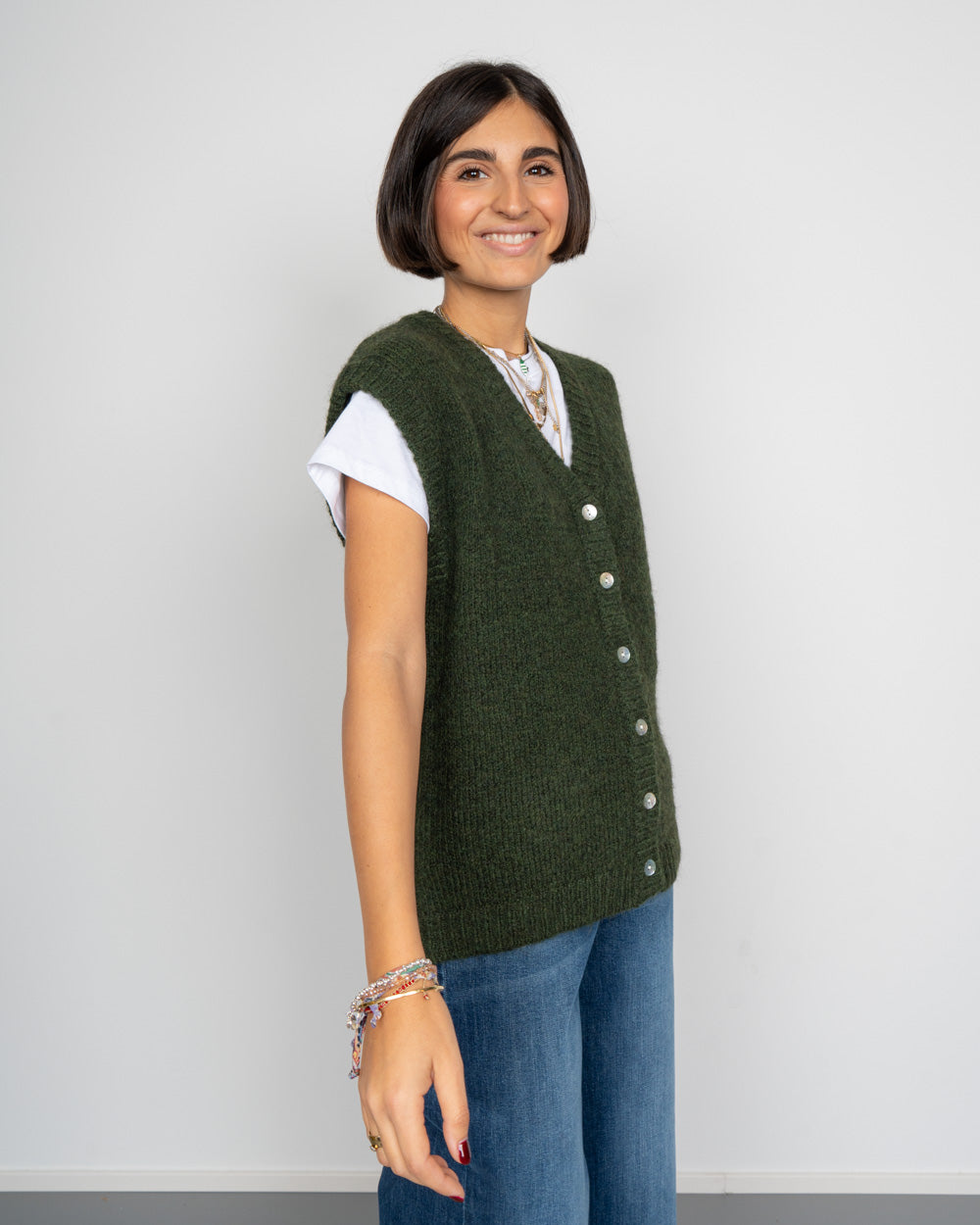 CARDIGAN BALABLUE VERDE MILITARE