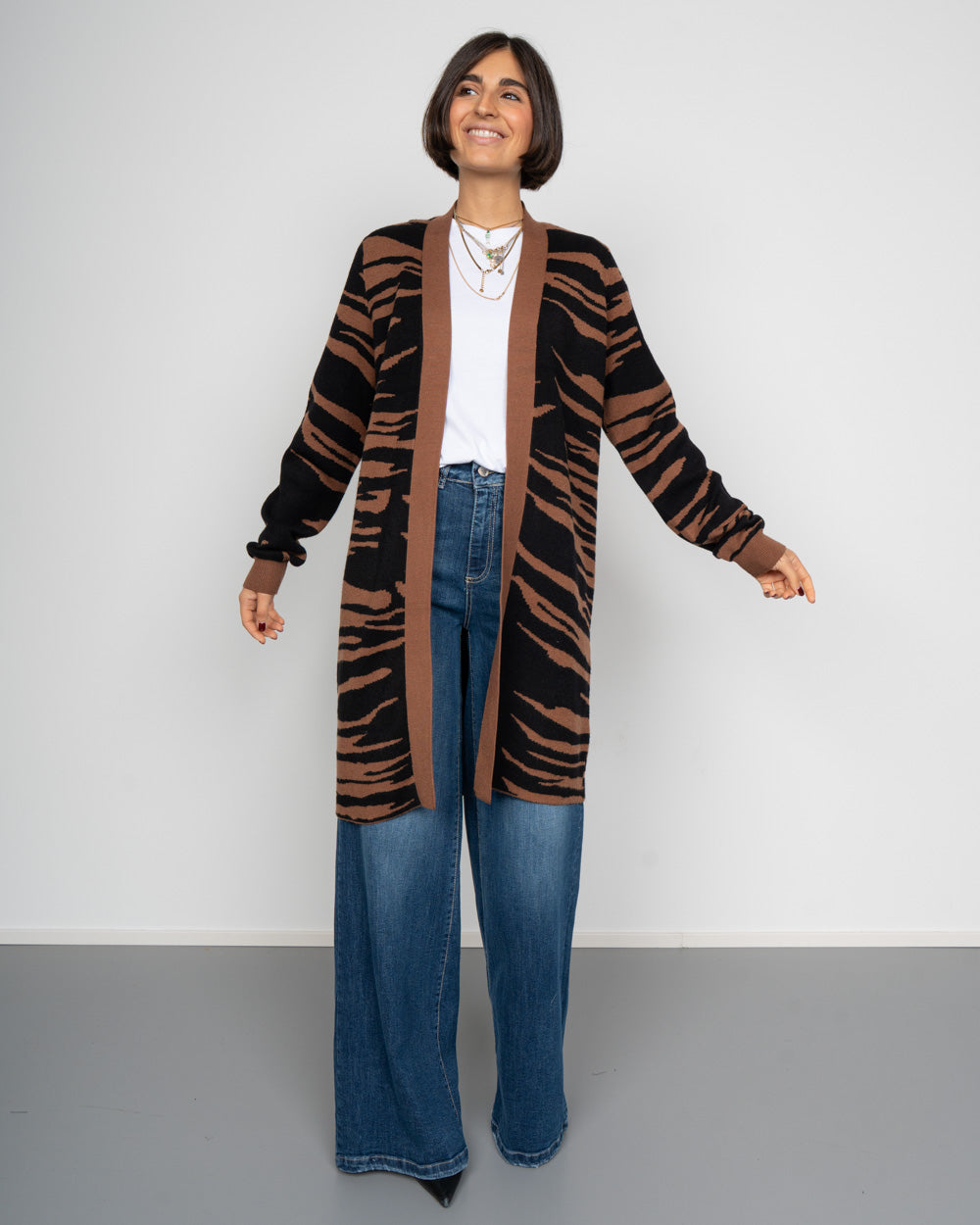 CARDIGAN NANCY NERO ZEBRATO