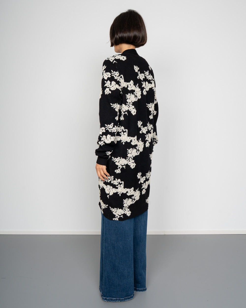 CARDIGAN NANCY NERO FIORATO