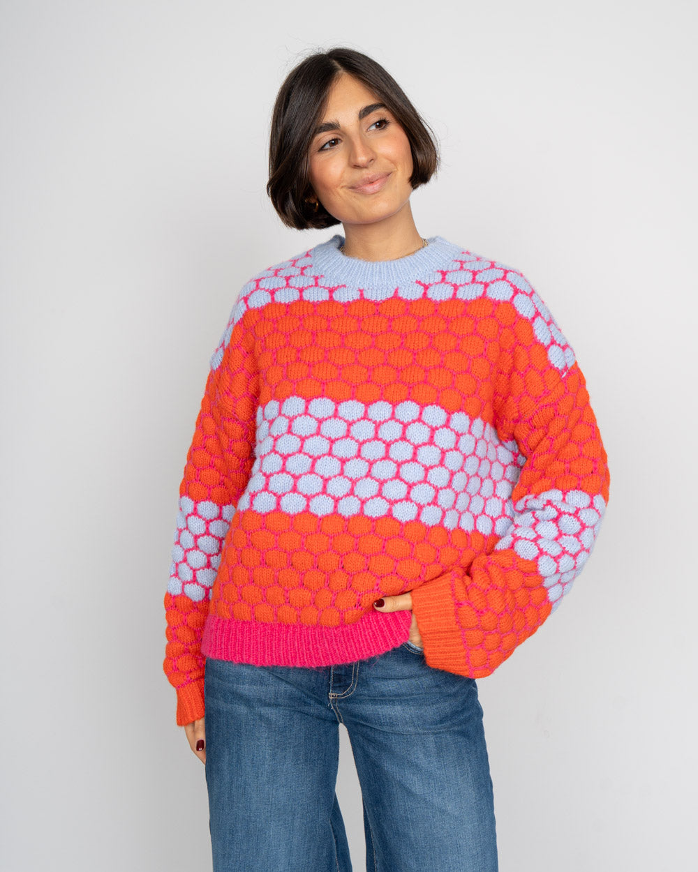 MAGLIONE JANEL ARANCIO/LAVANDA