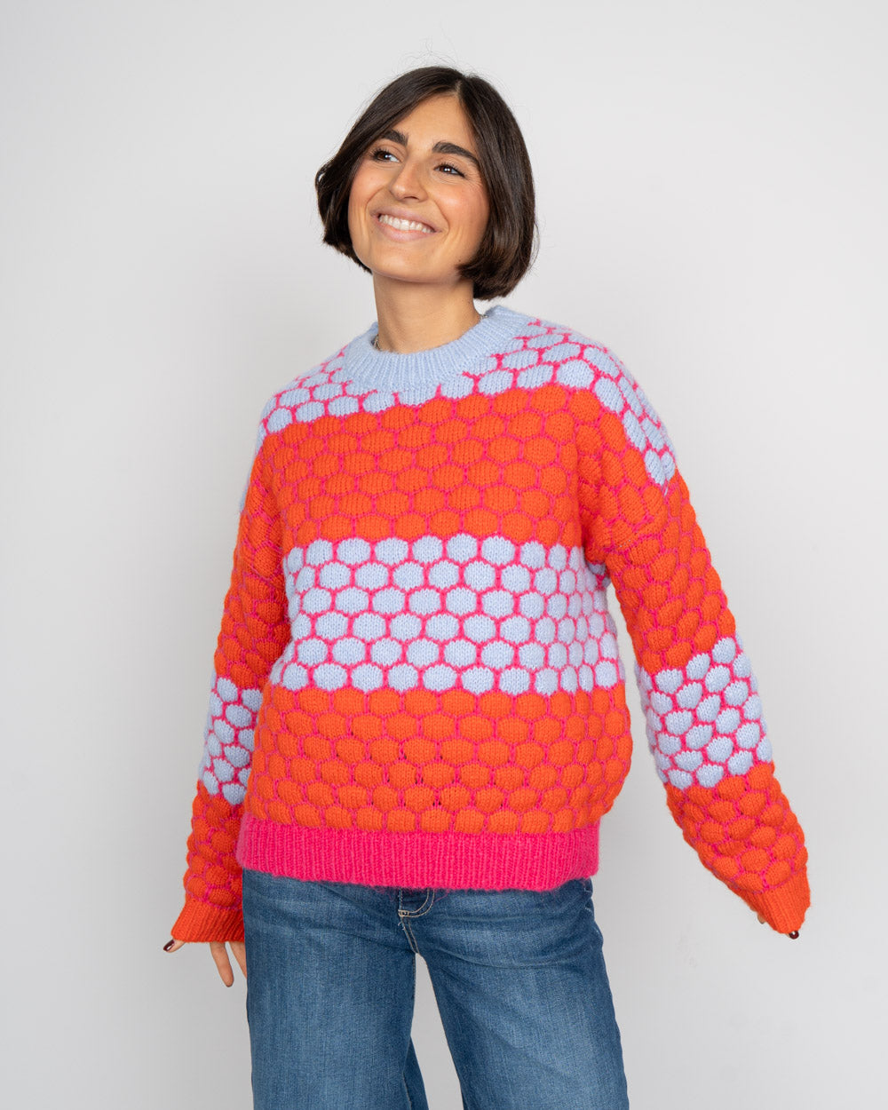 MAGLIONE JANEL ARANCIO/LAVANDA