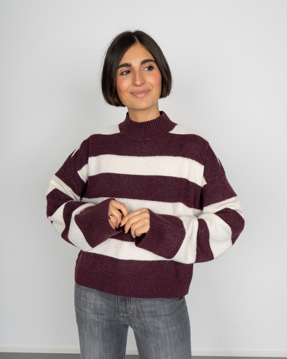 MAGLIONE INEZ BORDEAUX/PANNA
