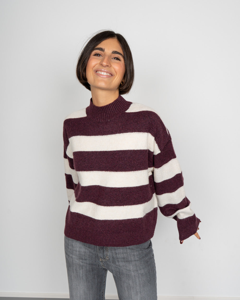 MAGLIONE INEZ BORDEAUX/PANNA