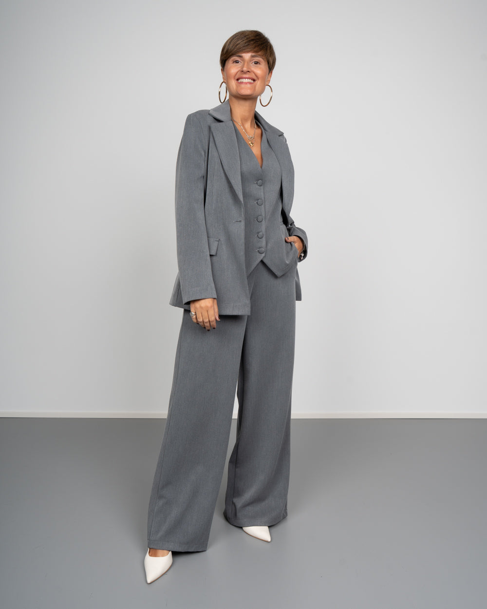 TAILLEUR BOX PALAZZO GRIGIO