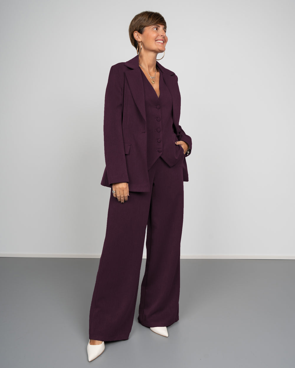 TAILLEUR BOX PALAZZO BORDEAUX