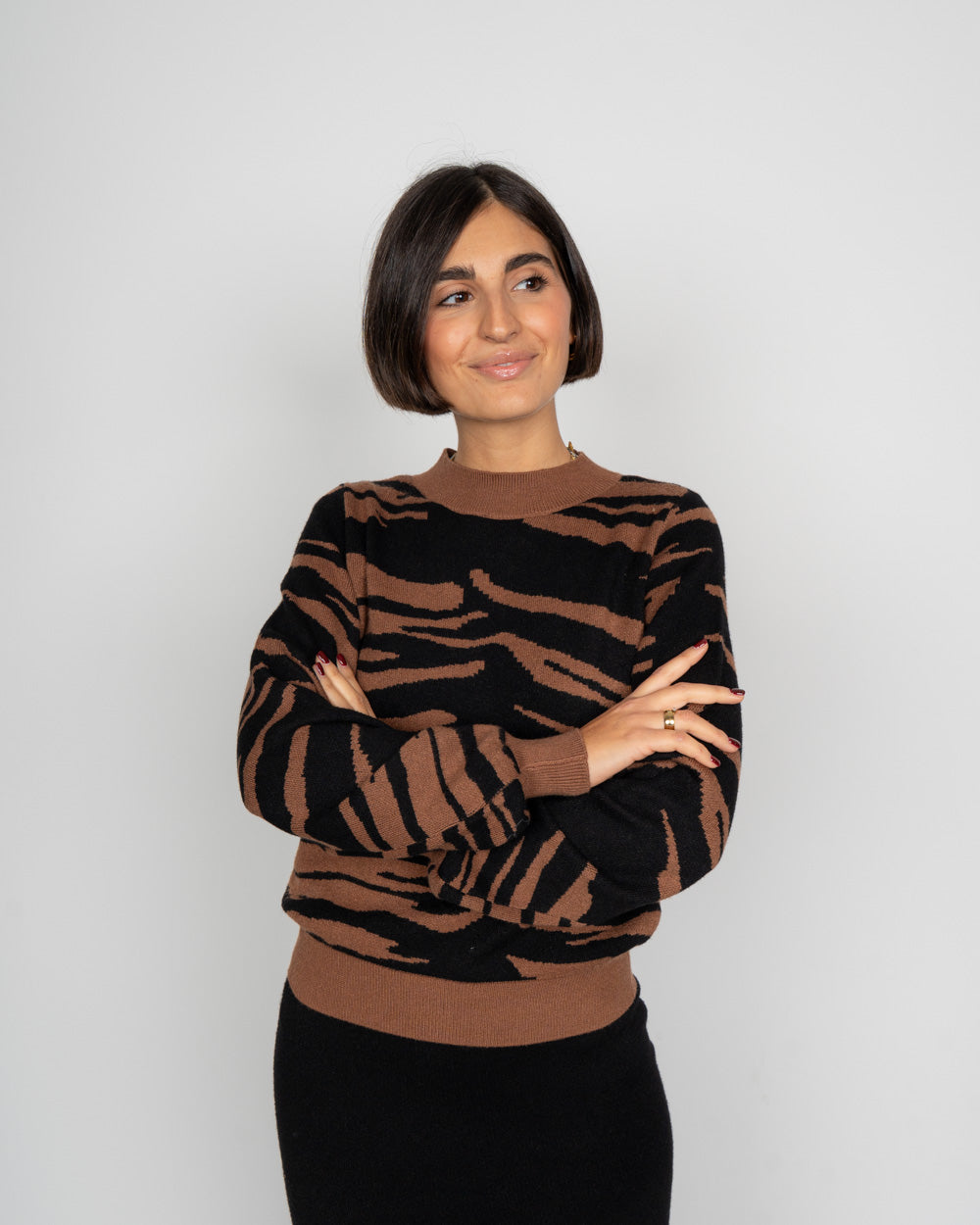 MAGLIONE NANCY NERO/MARRONE