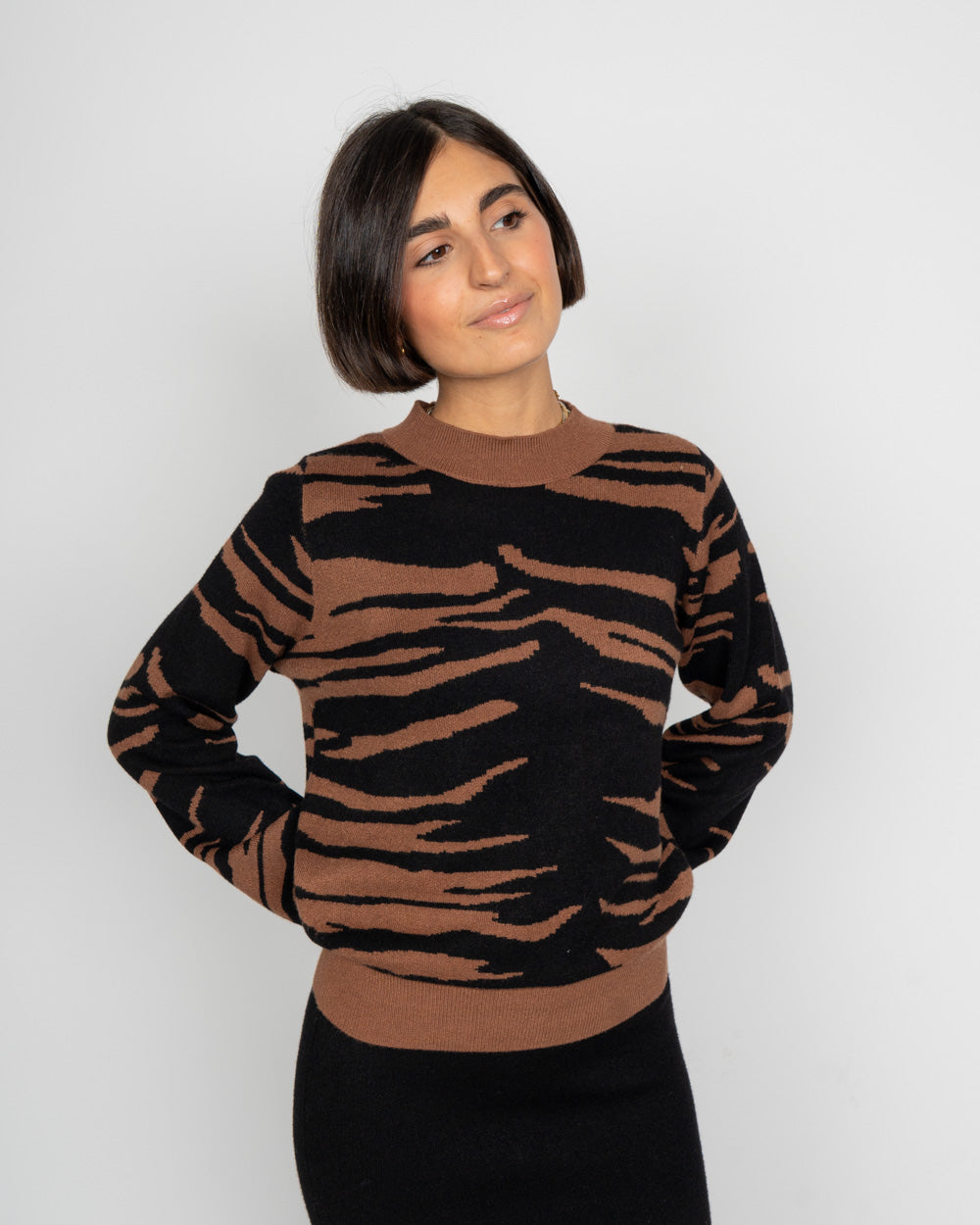 MAGLIONE NANCY NERO/MARRONE