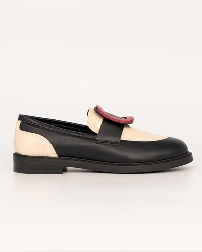 MOCASSINO GRETA NERO/BEIGE