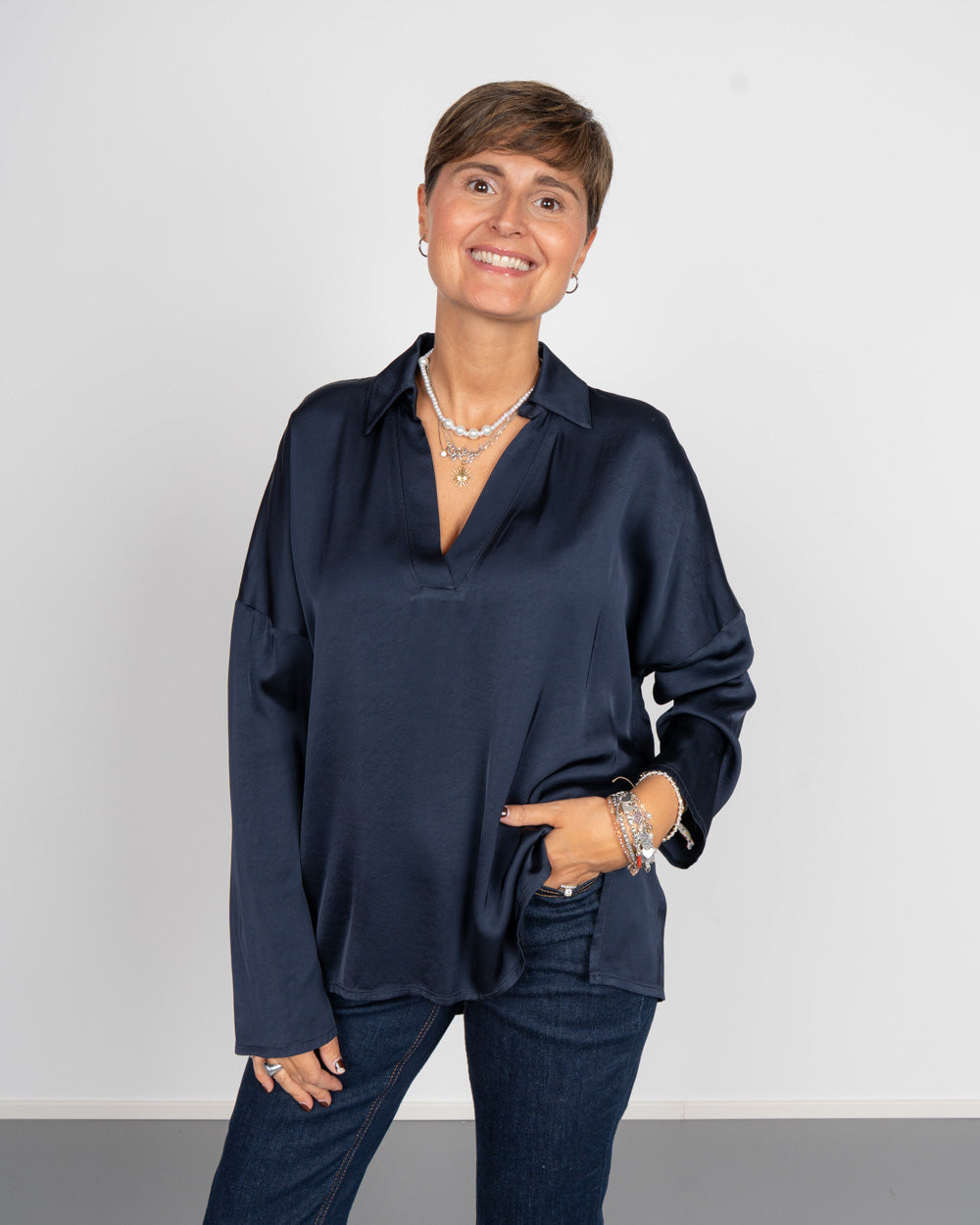 BLUSA BARBARA BLU SCURO