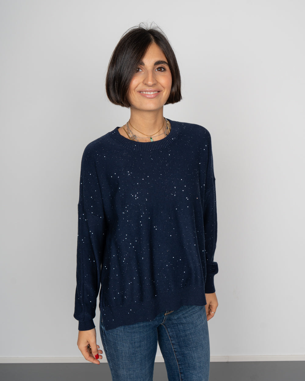 MAGLIONE FIORELLA BLU