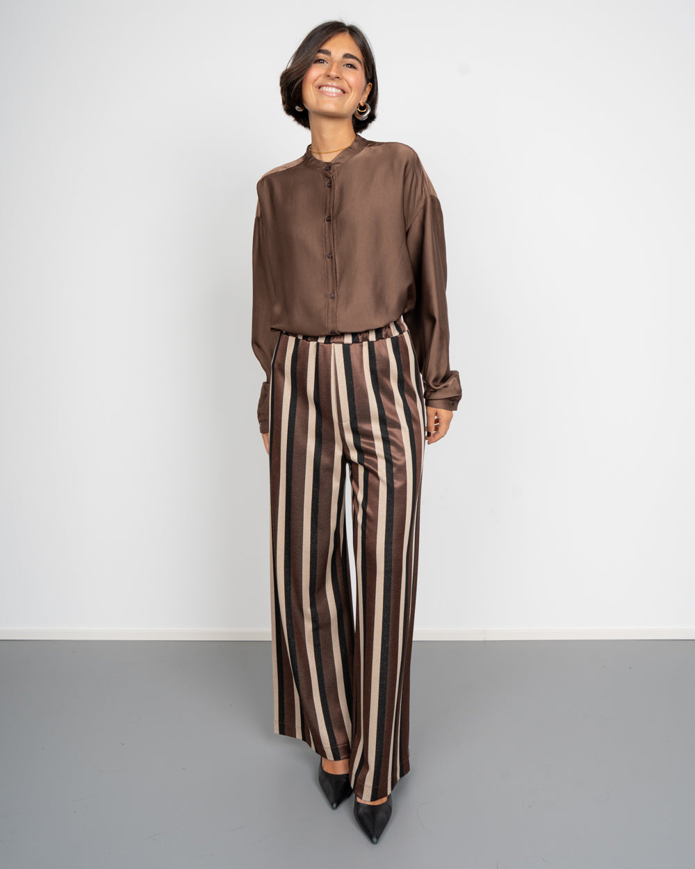 PANTALONE ESTER MARRONE/NERO/PANNA