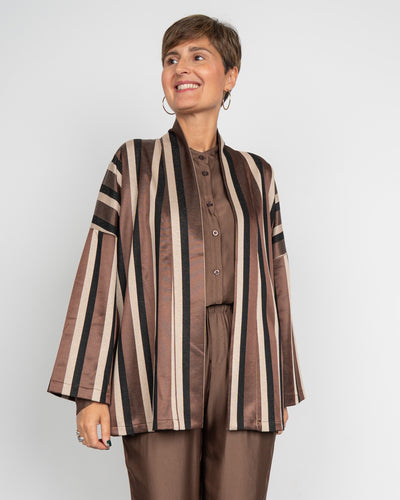 KIMONO ELETTRA MARRONE/NERO/PANNA