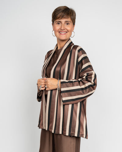 KIMONO ELETTRA MARRONE/NERO/PANNA