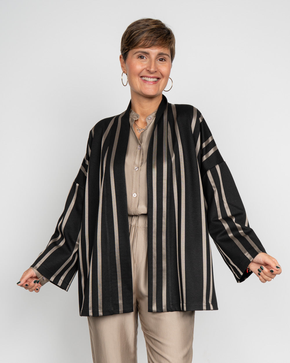 KIMONO ELETTRA TORTORA/NERO