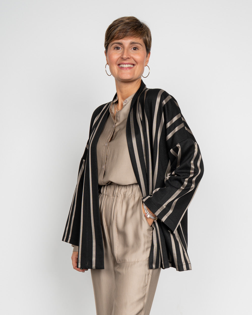 KIMONO ELETTRA TORTORA/NERO