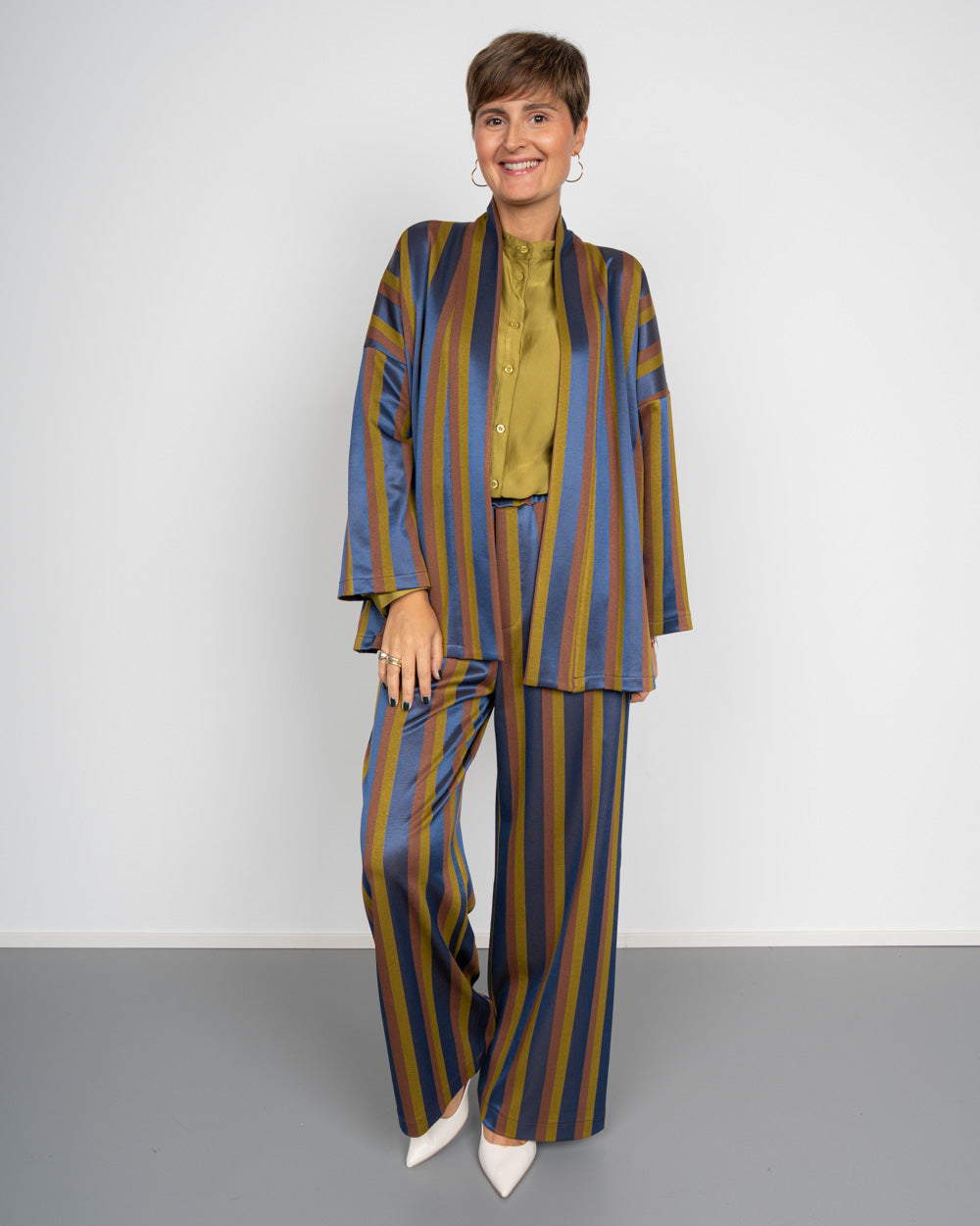 KIMONO ELETTRA OLIO/MARRONE/BLU
