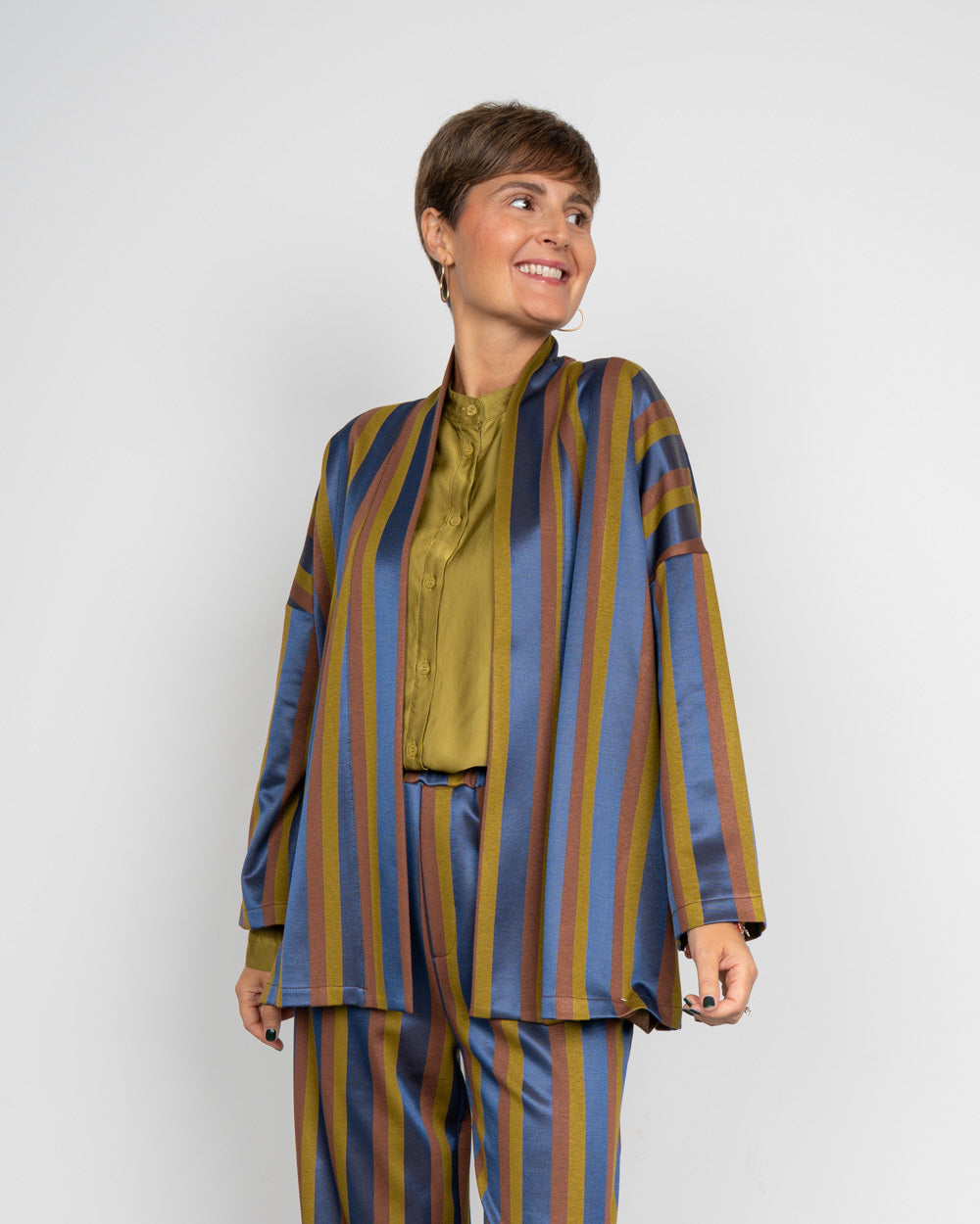 KIMONO ELETTRA OLIO/MARRONE/BLU
