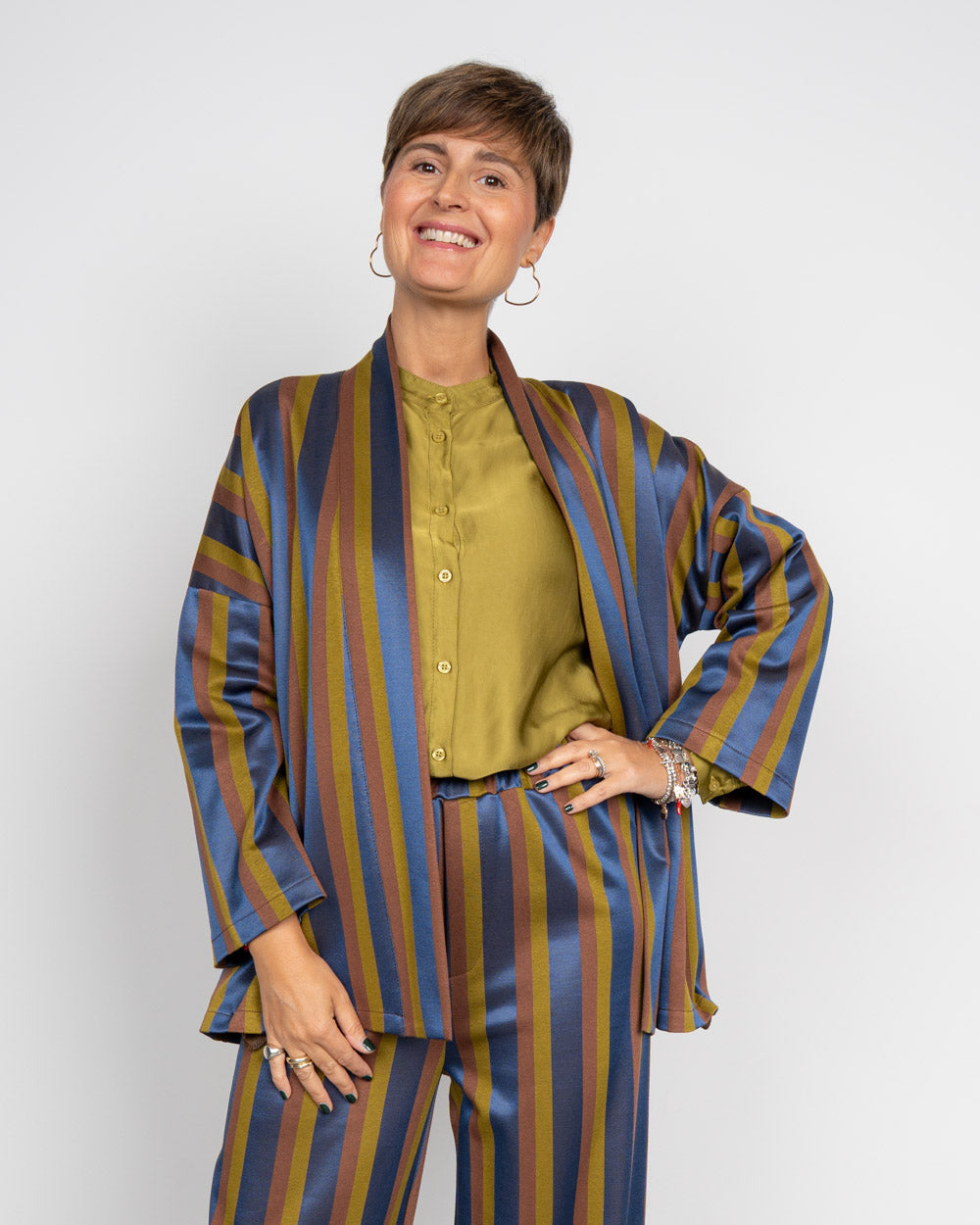 KIMONO ELETTRA OLIO/MARRONE/BLU