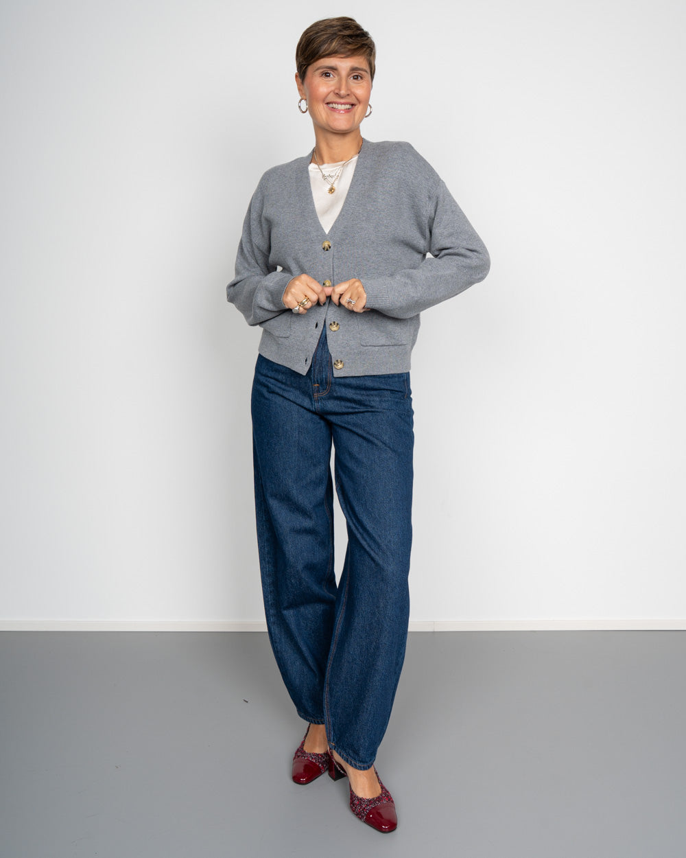CARDIGAN SIGBRIT GRIGIO