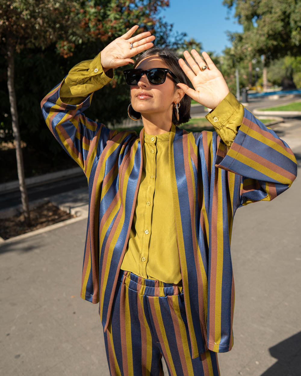 KIMONO ELETTRA OLIO/MARRONE/BLU