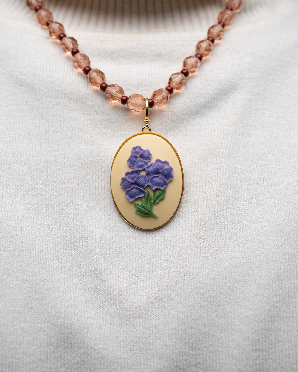 BIJOUX CAMMEO FIORI PANNA VIOLA