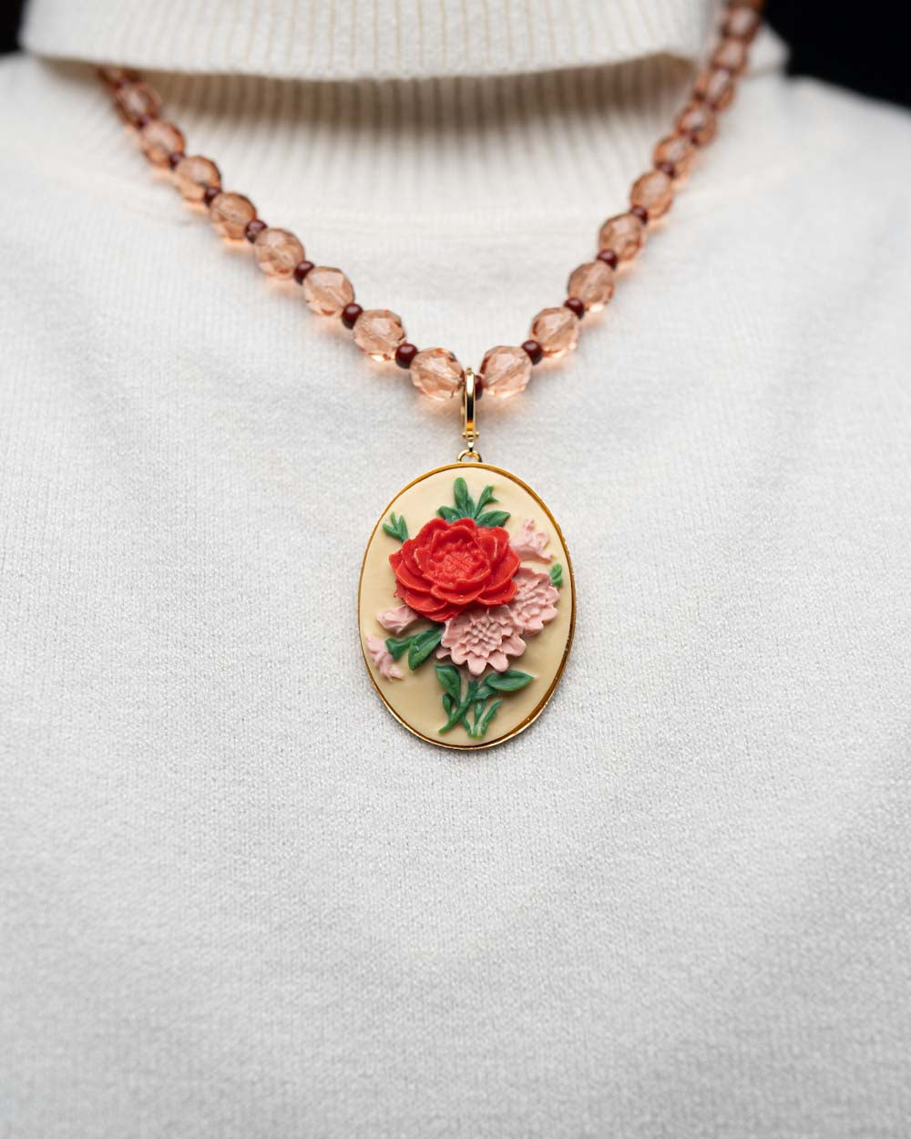 BIJOUX CAMMEO FIORI PANNA ROSSO