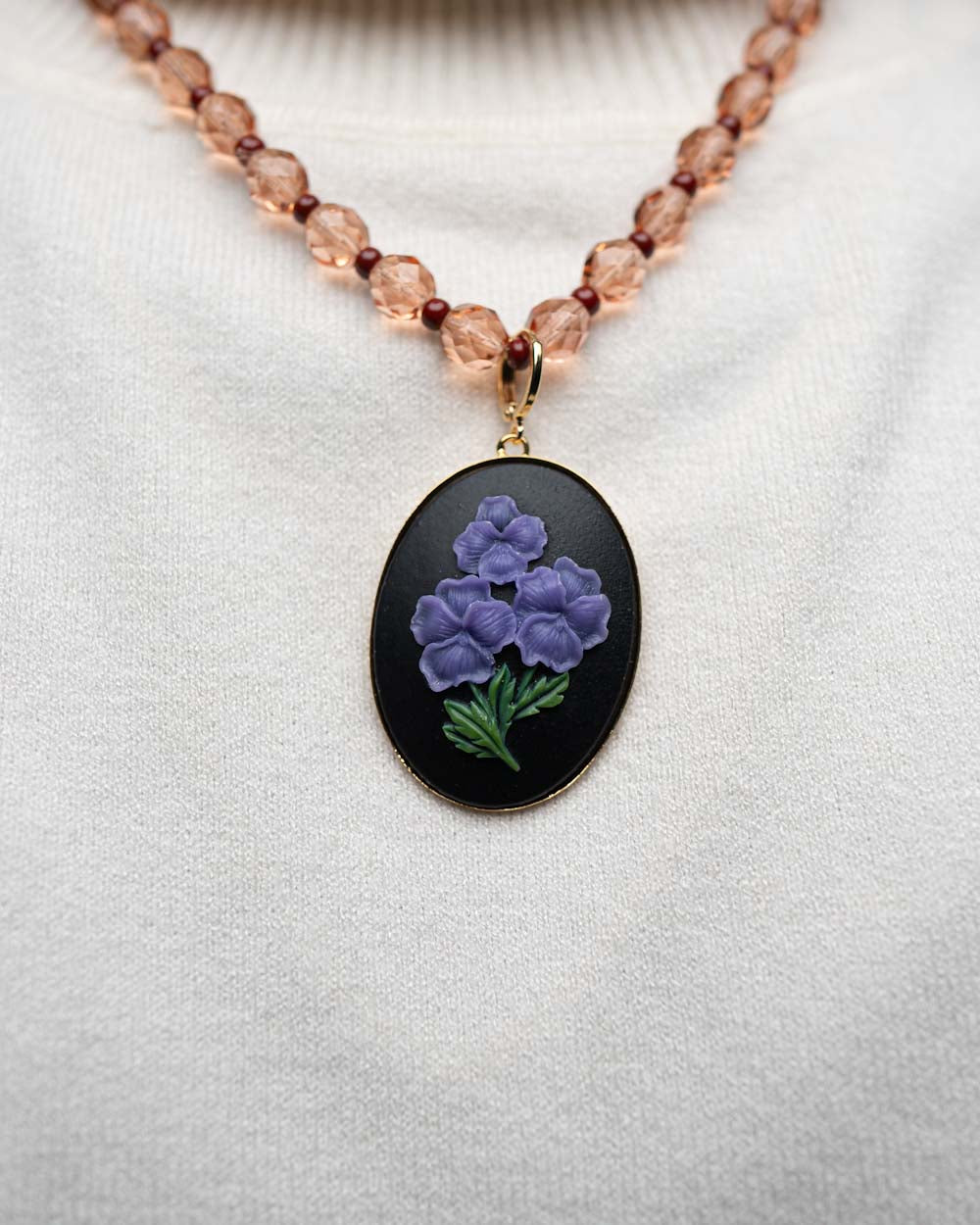 BIJOUX CAMMEO FIORI NERO VIOLA