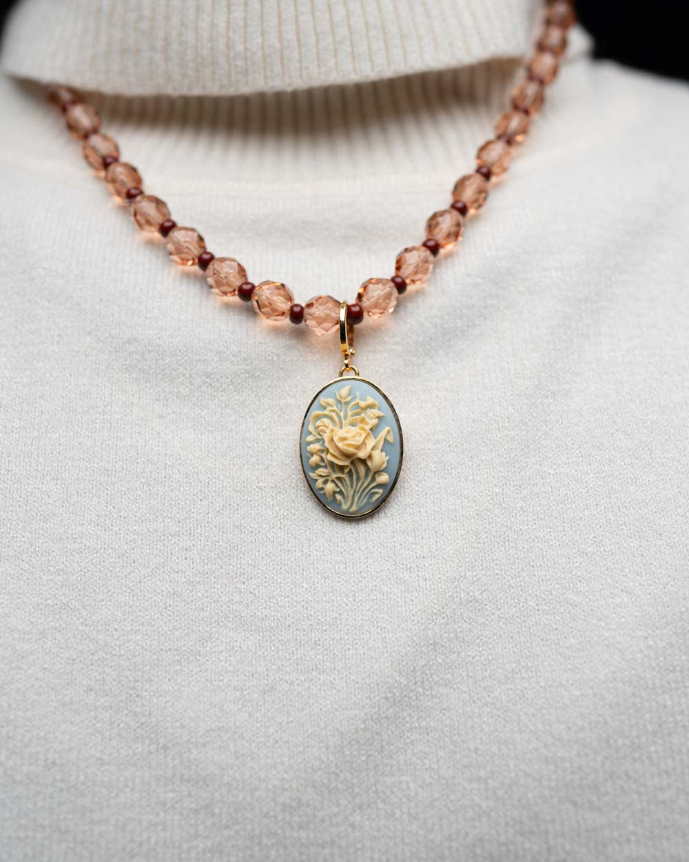 BIJOUX CAMMEO PICCOLO FIORI CELESTE