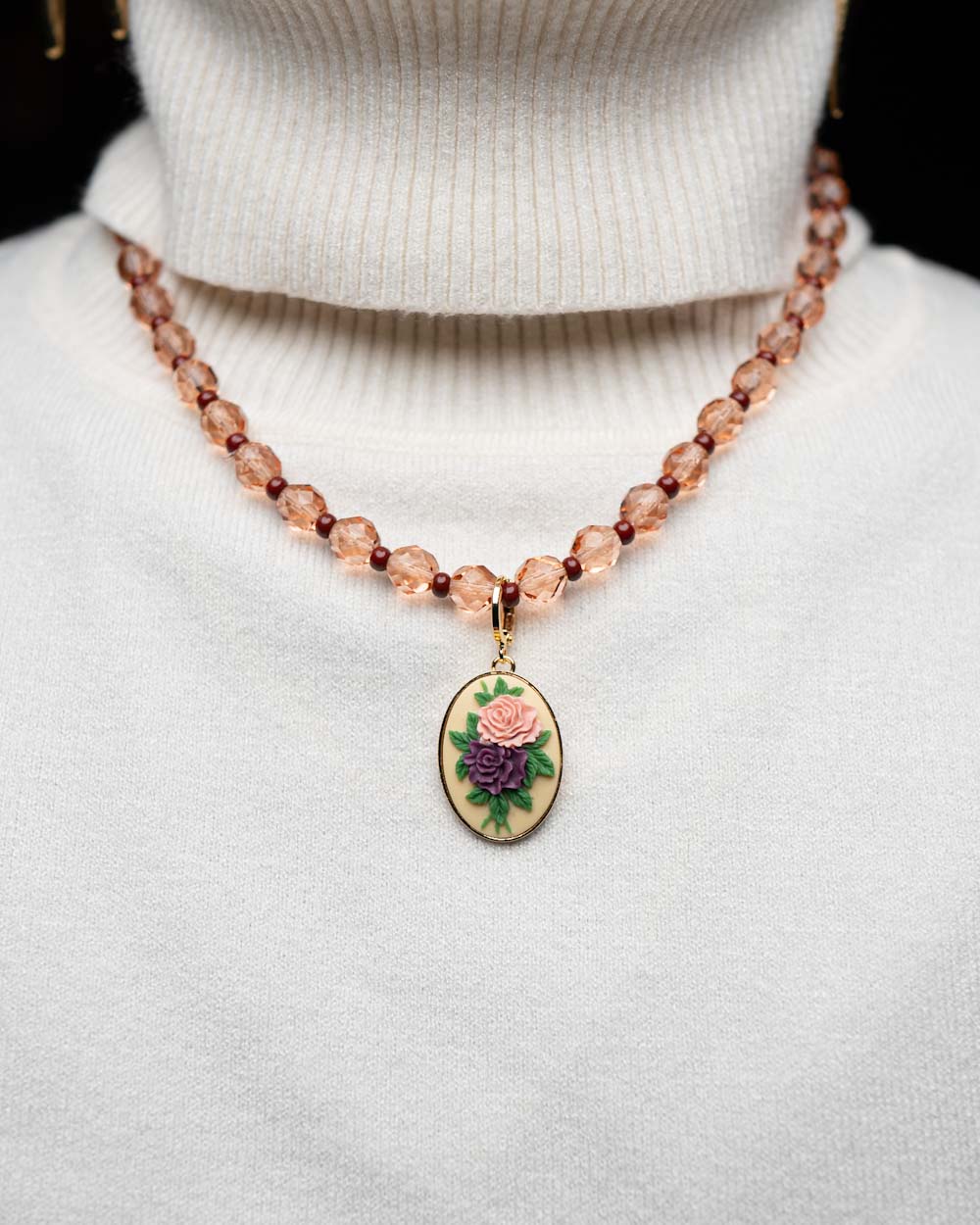 BIJOUX CAMMEO PICCOLO FIORI PANNA ROSA