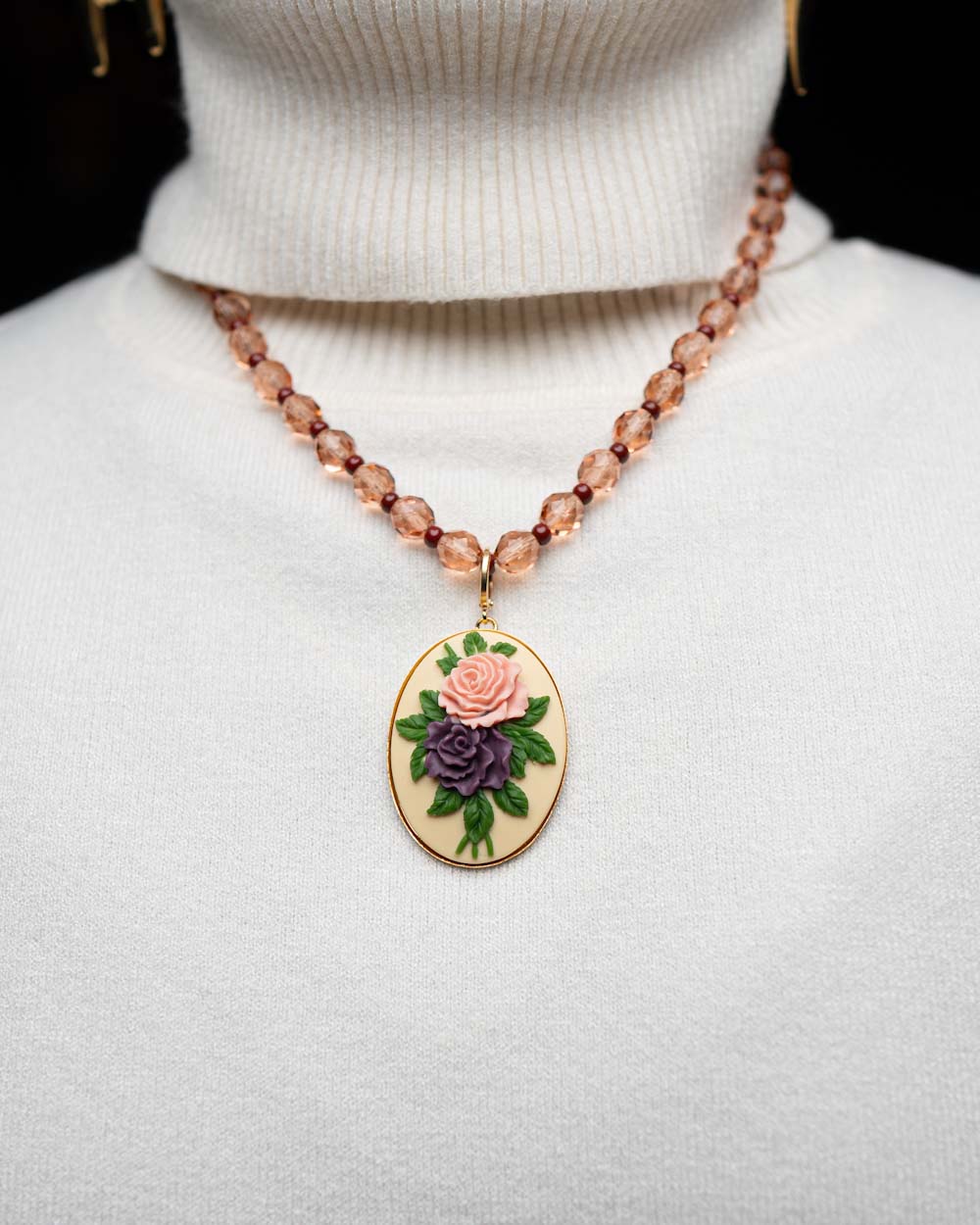 BIJOUX CAMMEO FIORI PANNA ROSA