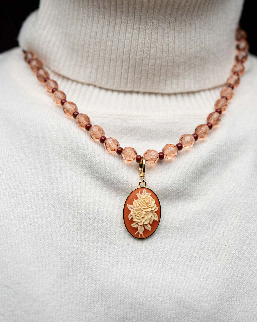 BIJOUX CAMMEO PICCOLO FIORI DUE CORNIOLA