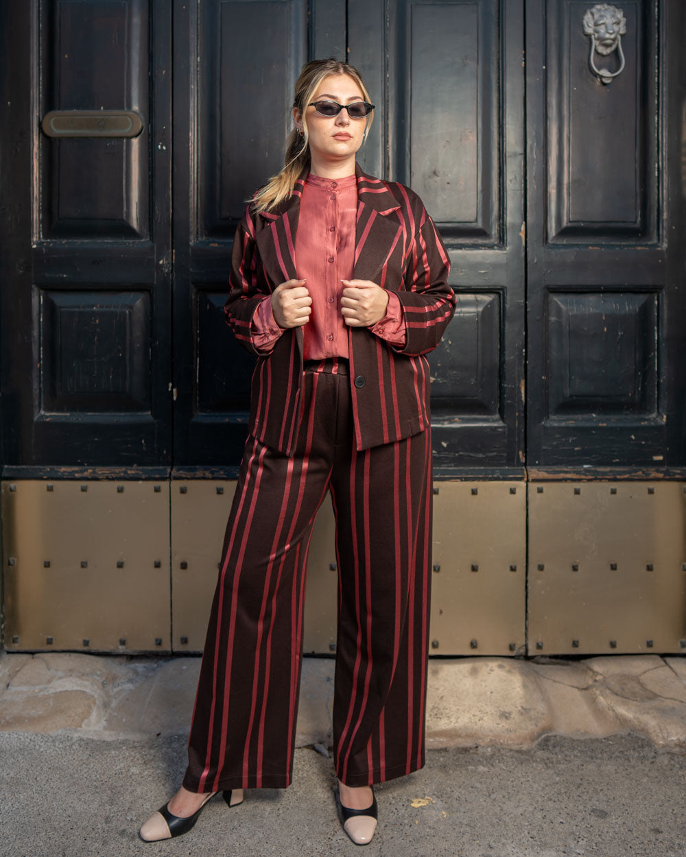 PANTALONE ESTER AMARENA/MARRONE