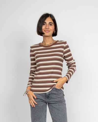 T-SHIRT MAY MARRONE/BEIGE