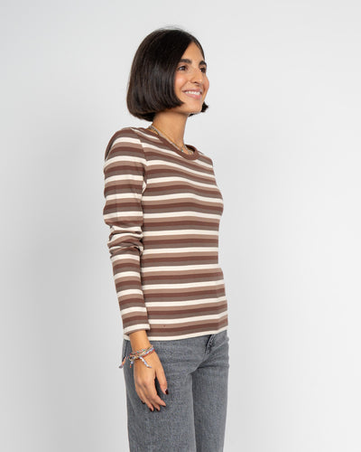 T-SHIRT MAY MARRONE/BEIGE