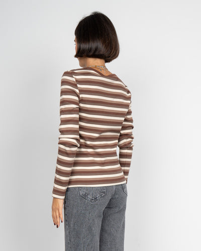 T-SHIRT MAY MARRONE/BEIGE