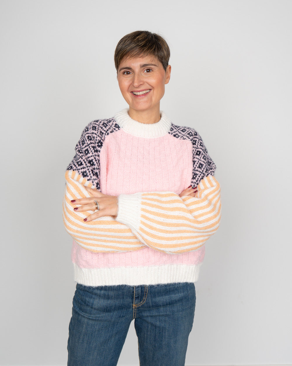 MAGLIONE REMIX ROSA MULTI