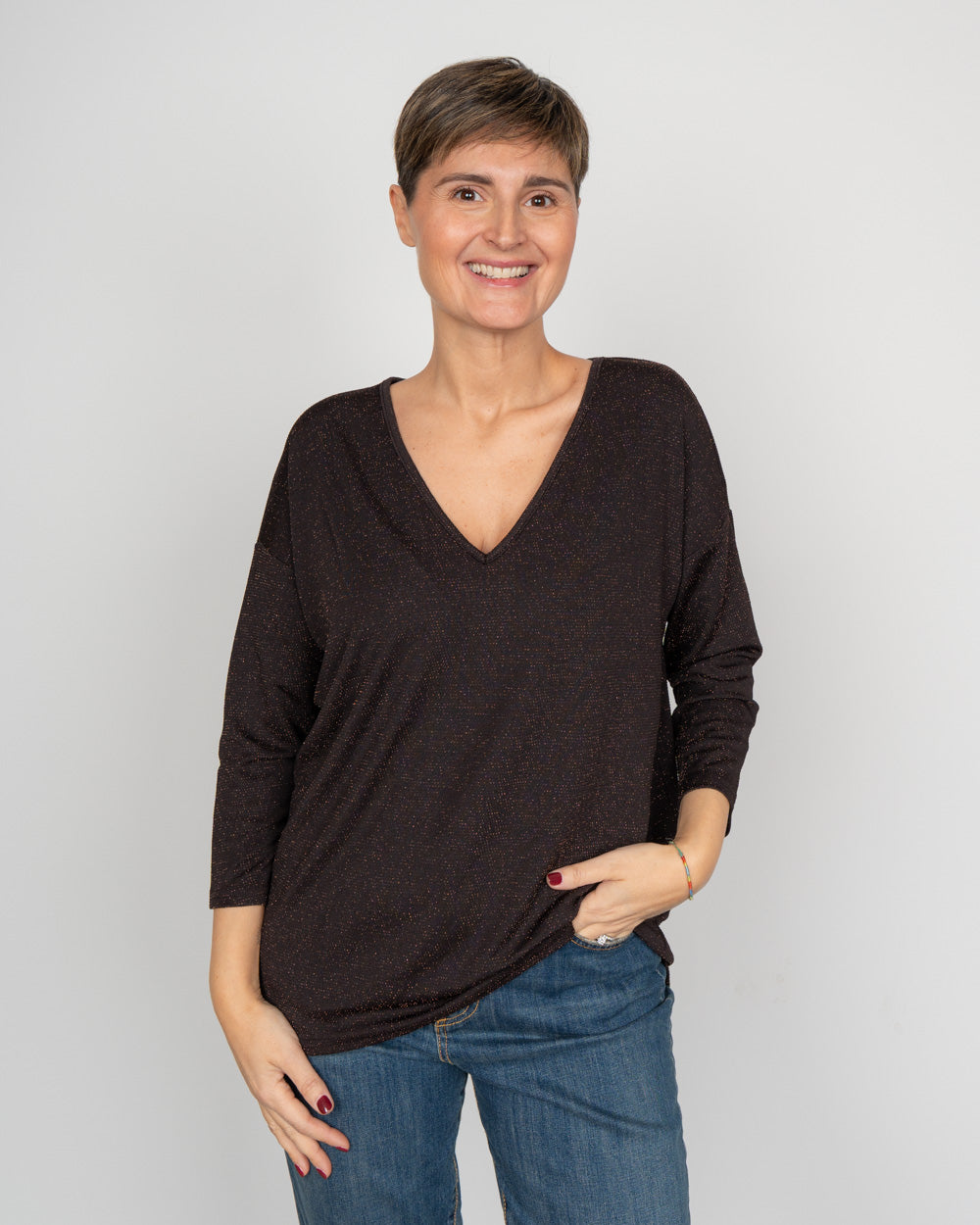 BLUSA KANVA 3/4 CIOCCOLATO