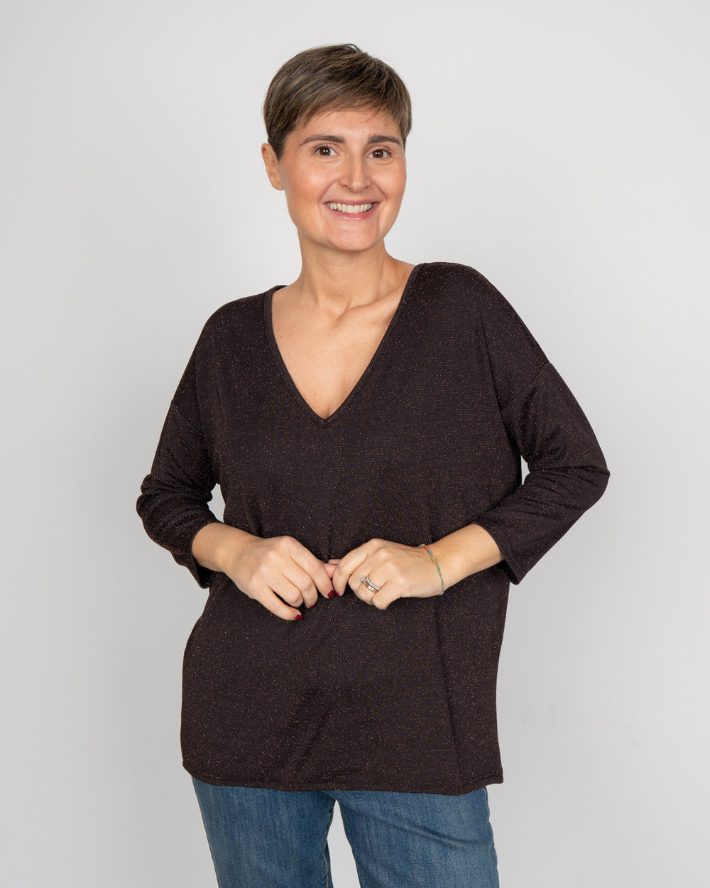 BLUSA KANVA 3/4 CIOCCOLATO