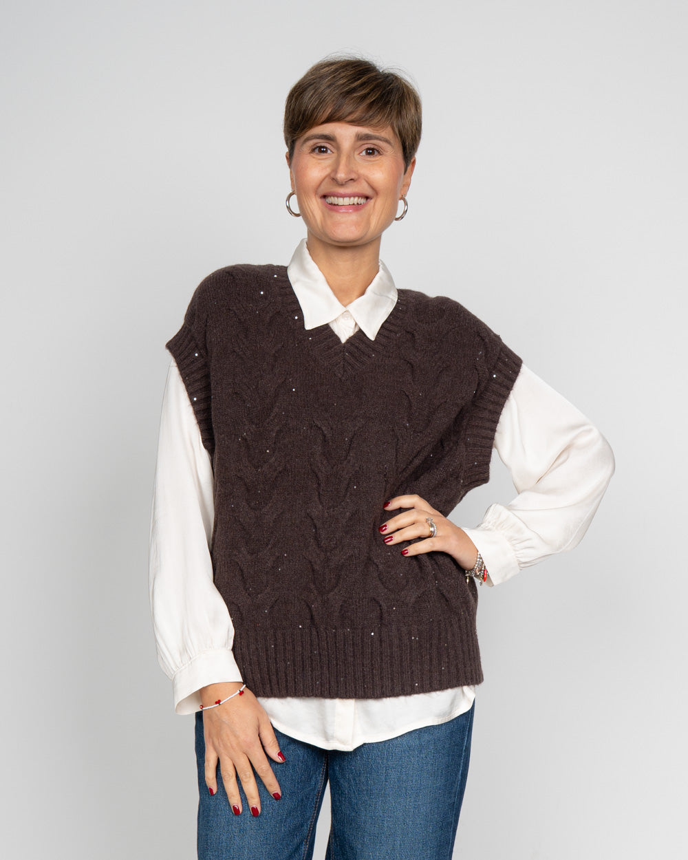 GILET FIAMMETTA CIOCCOLATO